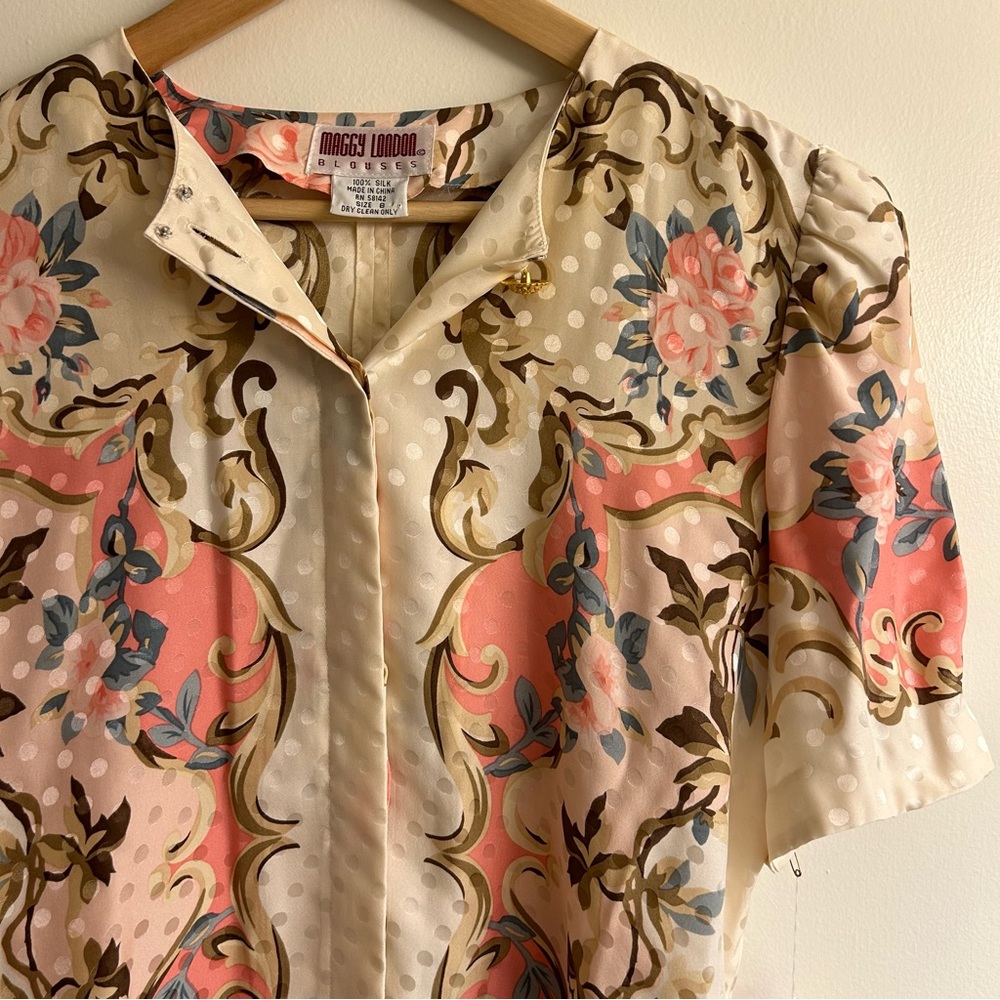 NWT Maggy London Vintage Silk Blouse - Picture 1 of 12